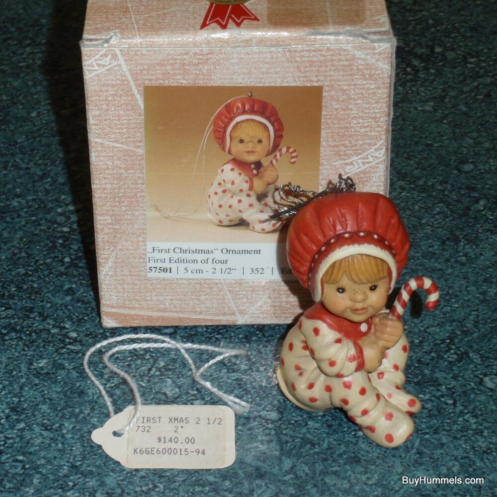 "First Christmas" Anri Sarah Kay Wood Carved Christmas Ornament With Box - GIFT!